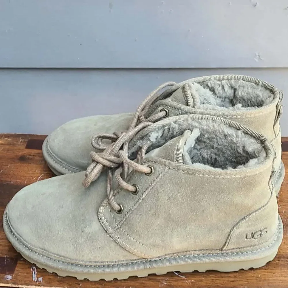 UGG Neumel Seal Gray Suede Shearling Chukka Boots size 8 NWT!